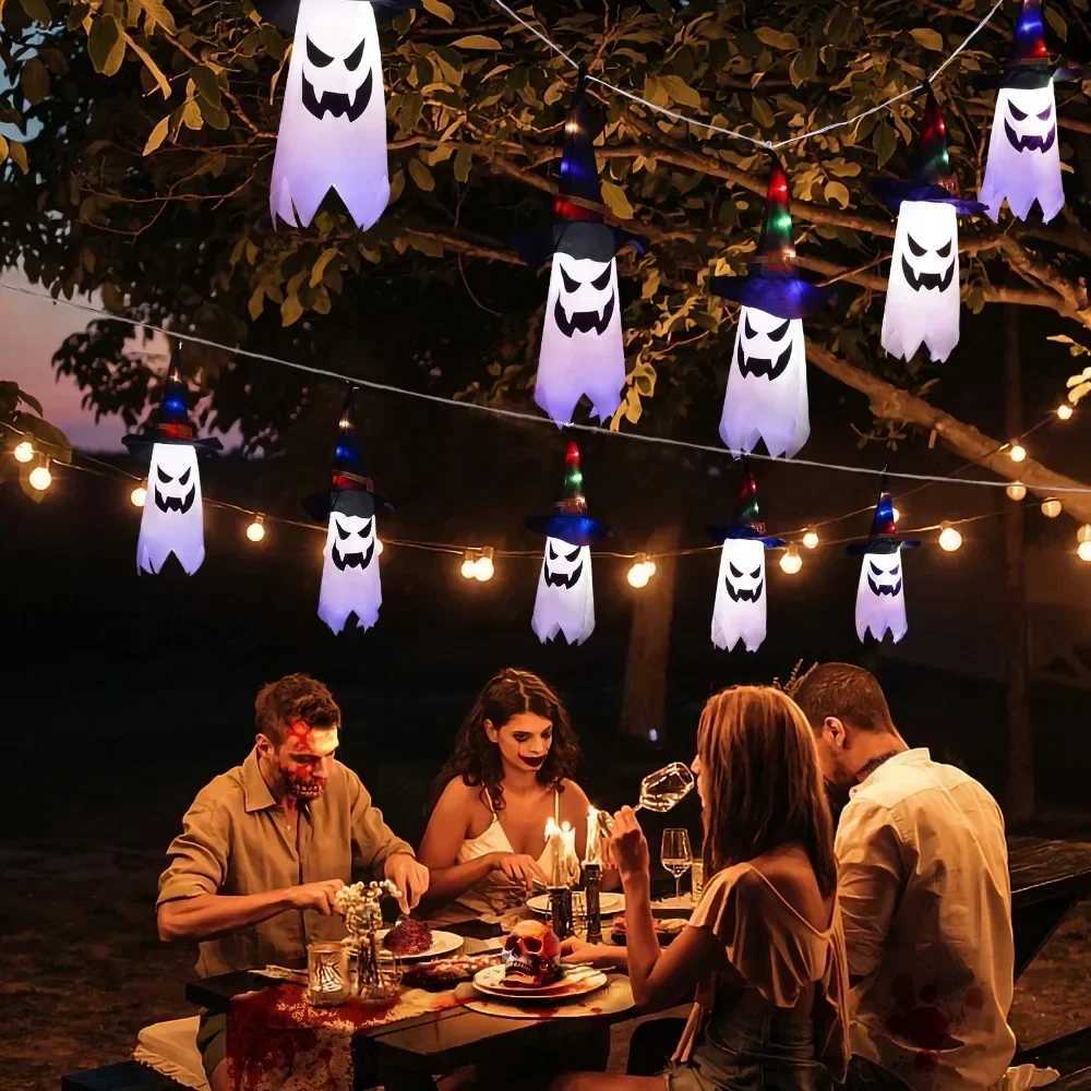 New Halloween Horror Atmosphere Creative Hanging Decorations Haunted House Scene Decoration LED Lights Ghost Party Garden W251107