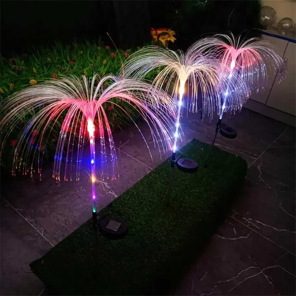 Outdoor Waterproof Yard Christmas Pathway Lawn Wedding Party Decoration Solar Power Flowers Lamp Solar Jellyfish Garden Lights W251107