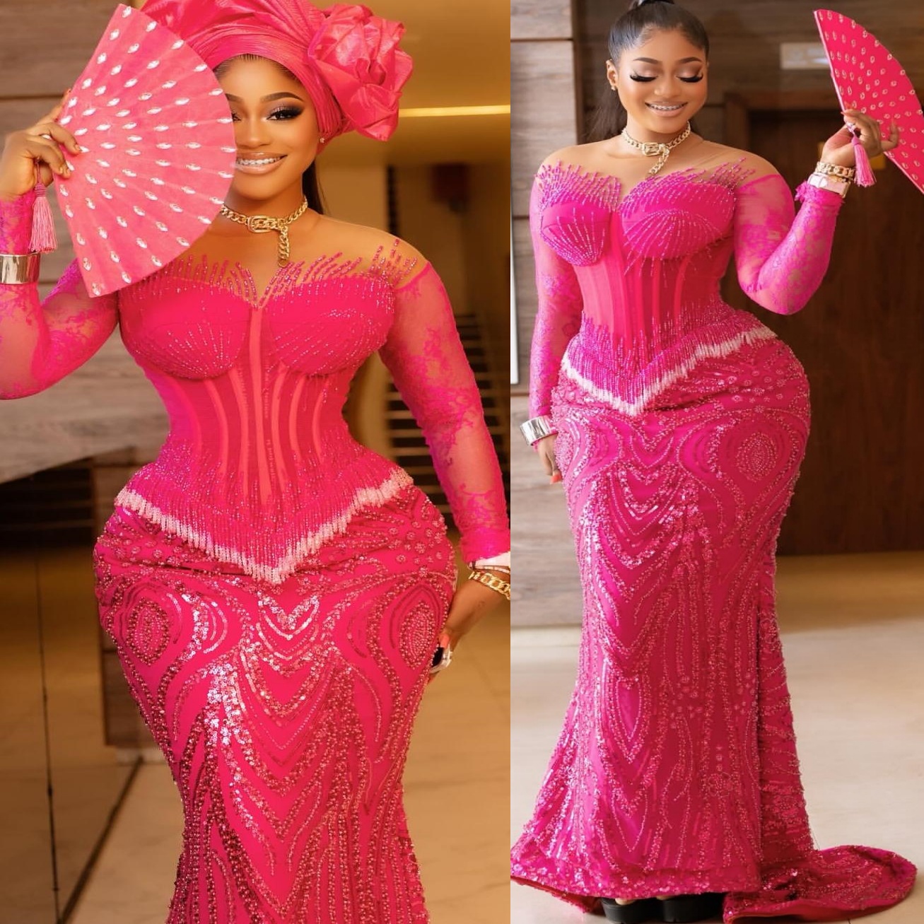 Aso Ebi Fuchsia Mermaid Prom Dresses 2026 Tassels Beaded Sequined Evening Formal Party Second Birthday Engagement Gowns Plus Size Dress For Special Oc