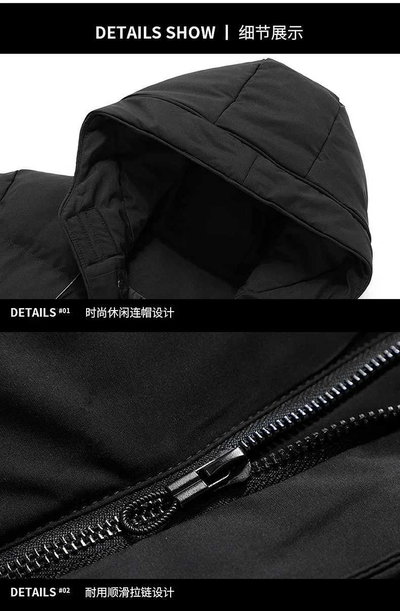 Men Winter Jacket For Men Coat Solid Color Mens Park Long Warm Parkas Warm Male Thick Slim Fit Outerwear 4XL BlackT251107
