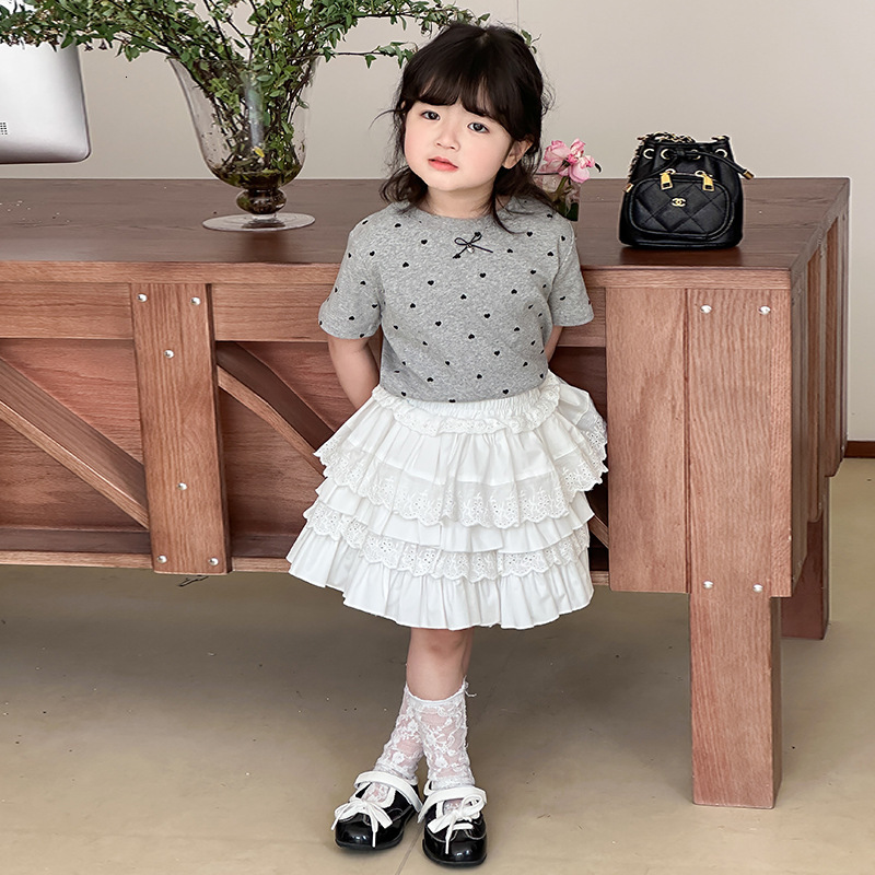 Ddmyshoesvip Girl S Slim Fit Polka Dot Summer New Style Children S Stylish Design Short Round Neck Half Sleeved T Shirt Top