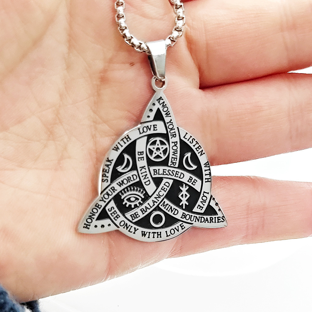New Personalized Hip Hop Celtic Viking Triangle Men's Trendy Titanium Steel Pendant Star Moon Fan Necklace