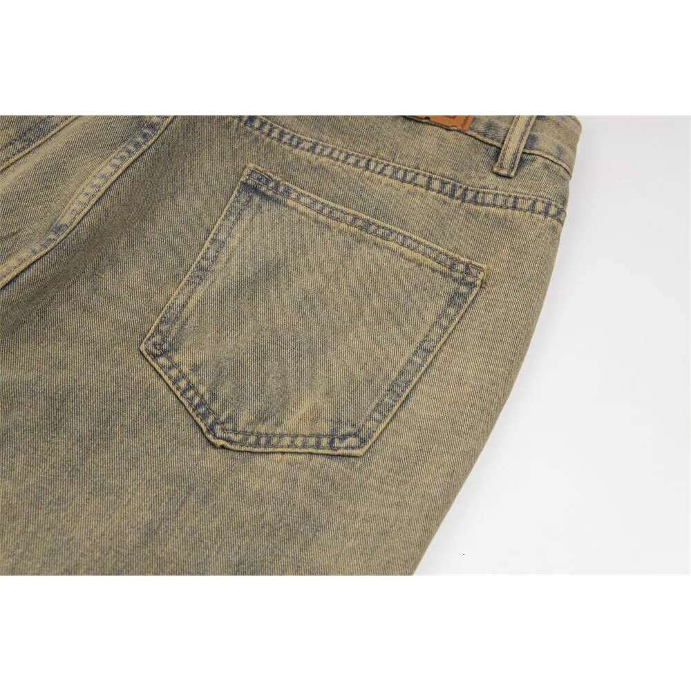 Ripped Patchwork Denim Flare Pants Mens Raw Edge High Street Washed Distressed Loose Beggar Jeans Men Trousers