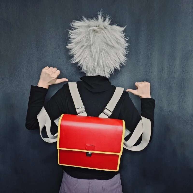 Anime Killua Zoldyck Cosplay Student Mochila Backpack Travel Bags Unisex Red PU Waterproof Bag Accessories Props Halloween