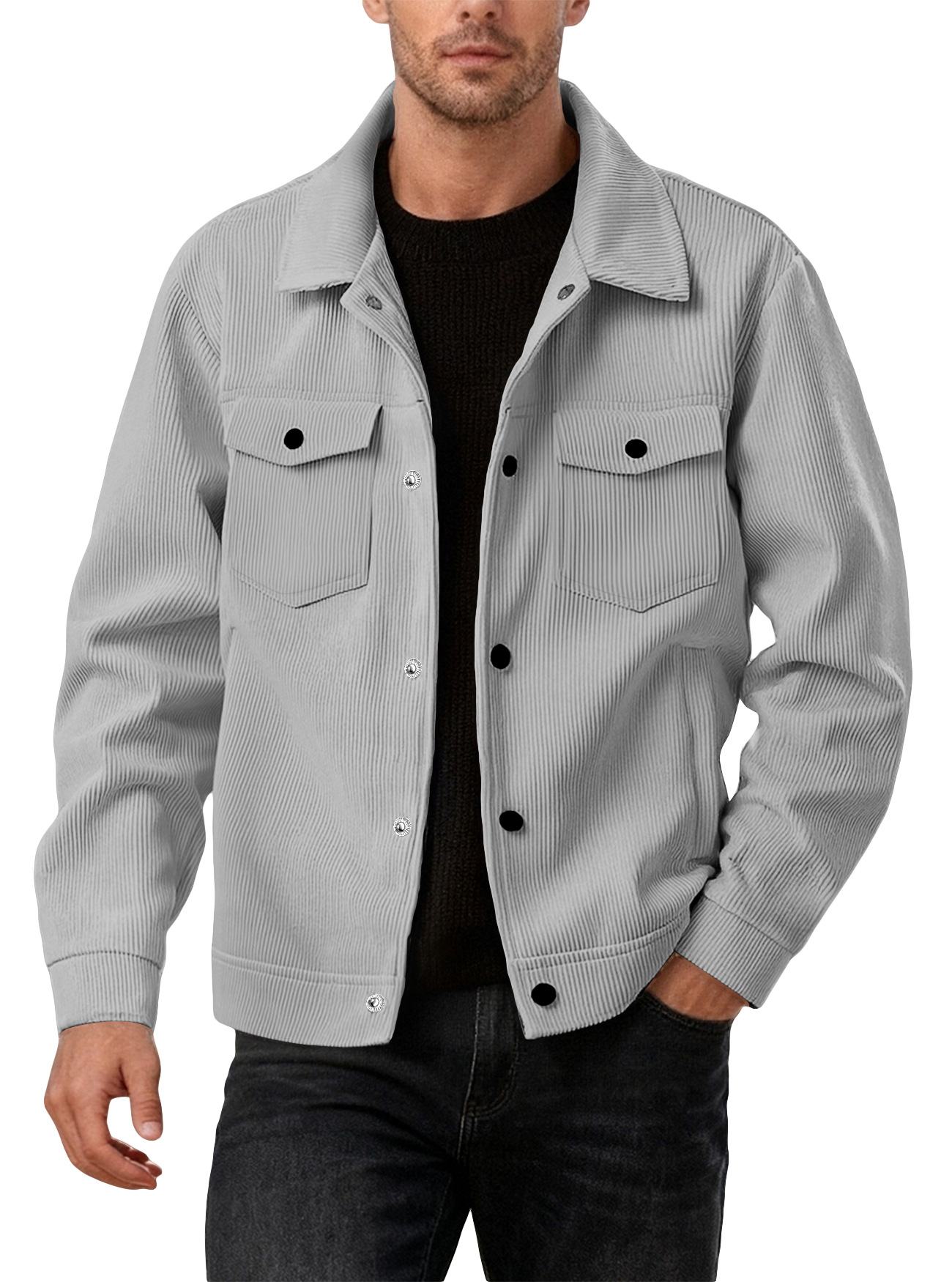 Men Corduroy Shirts slim Style Long Sleeve Vintage Streetwear Overshirt s-3XL Clothing Jacket Single Breasted Long Sleeve Top Outfit desinger shirt