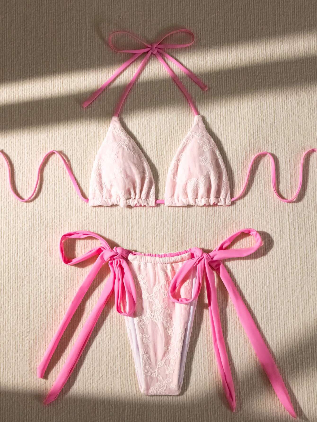 Dongdumaoyi Sexy Pink Bikini Women Lace Patchwork Push Up Micro Swimsuit Bathing Suit Tie Side Thong Swimwear Traje De Ba O