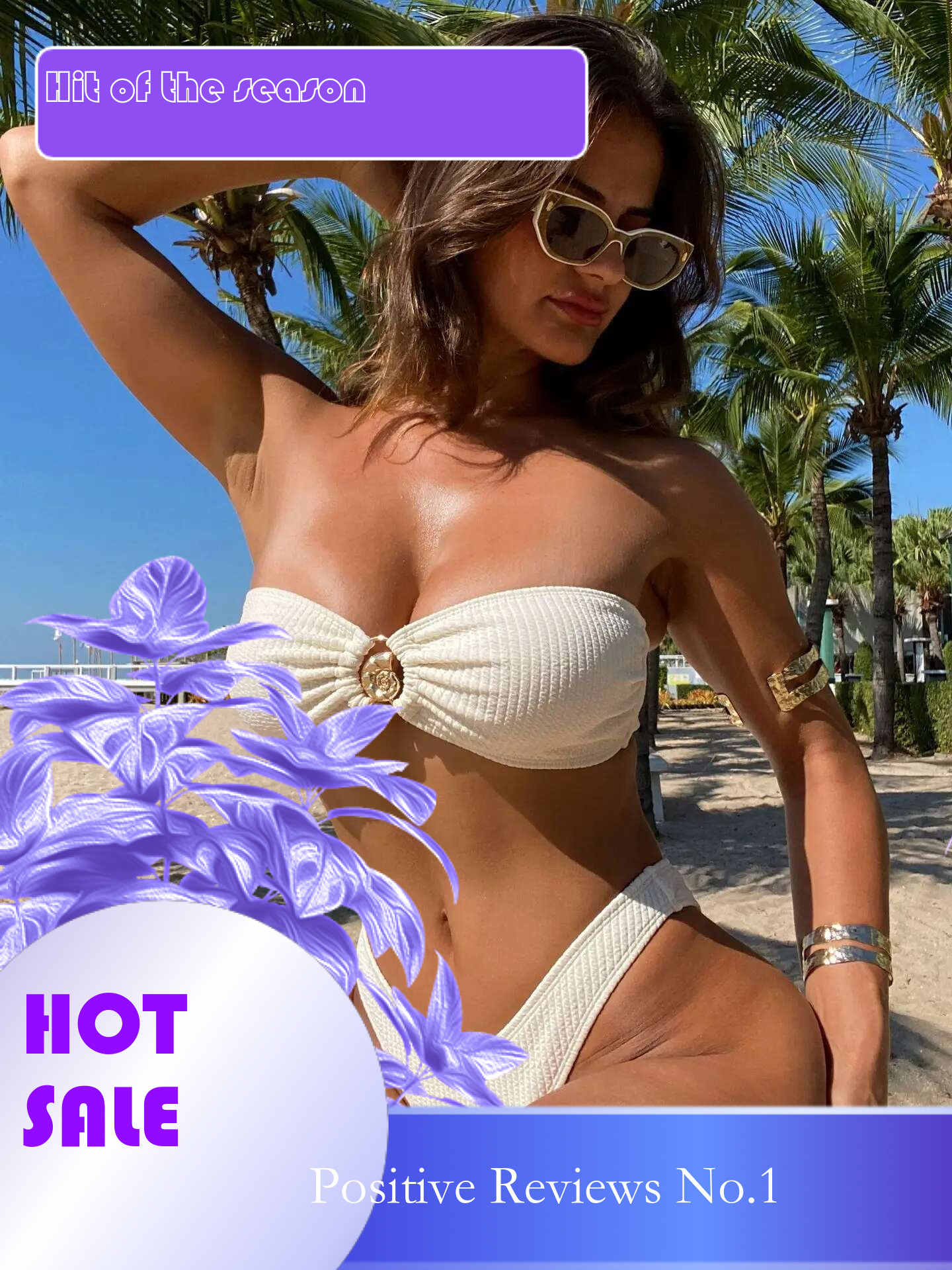 Dongdumaoyi Bandeau Bikini Push Up Women Swimsuits Sexy Beige Metal Designer High Waist Swimwear Beach Bathing Suit Two Piece Bikinis