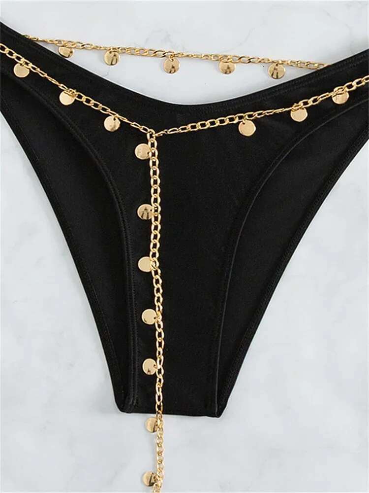 Dongdumaoyi Bikini Women Swimwear New Black Push Up Padded Underwire High Waist Bikinis Set Metal Metalic Bathing Suit Thong Swimsuit