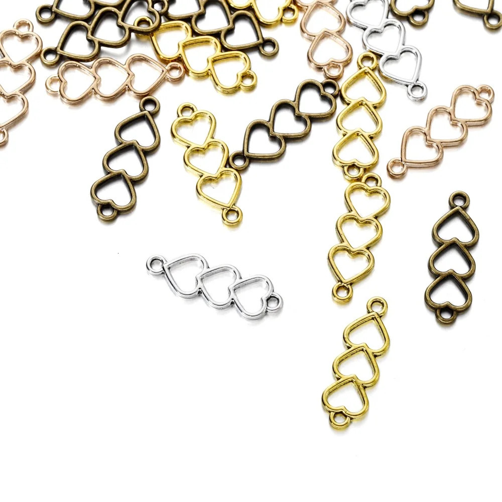 30 pieces of alloy gold heartshaped charm connectors hollow love for DIY bracelets necklaces earrings jewelry making supplies 250325