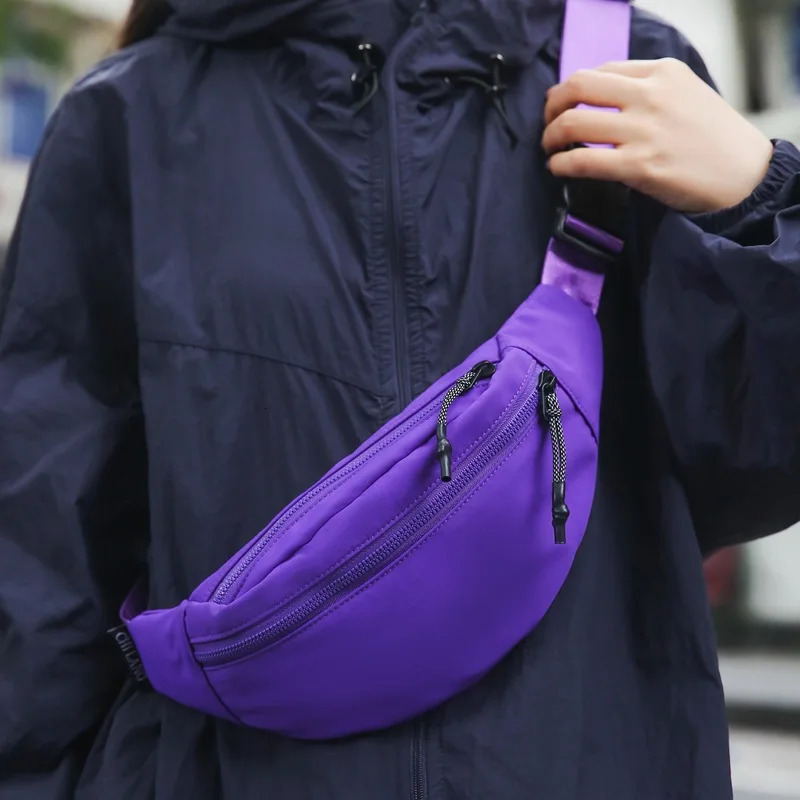 Outdoor multifunctional leisure sports hip-hop bag mens pink purple cross body bag tactical technology clothing style Fanny bag 250402