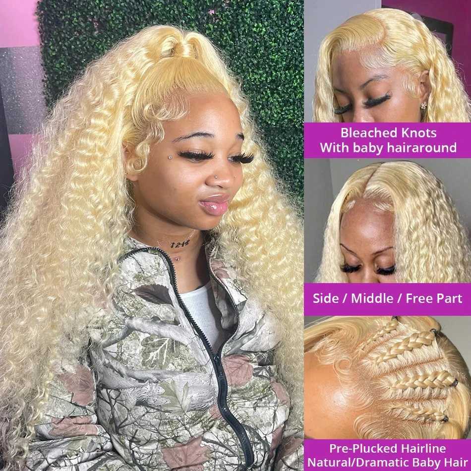 613 hd Lace Frontal Wig 13X6 Blonde Human Hair Wigs for Women 13X4 Deep Wave Curly hd Lace Front Human Hair Wig 200 High Density W251107