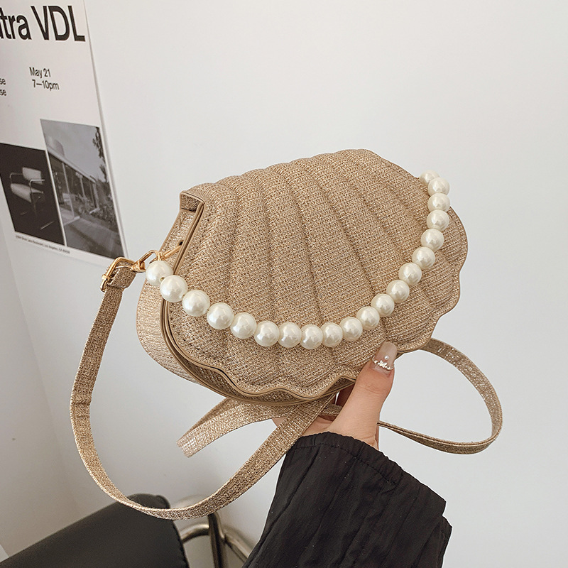 Shell Pearl Bag Handbag Crossbody Bag New Women's Versatile Fashion Solid Color Style Adjustable Shoulder Strap