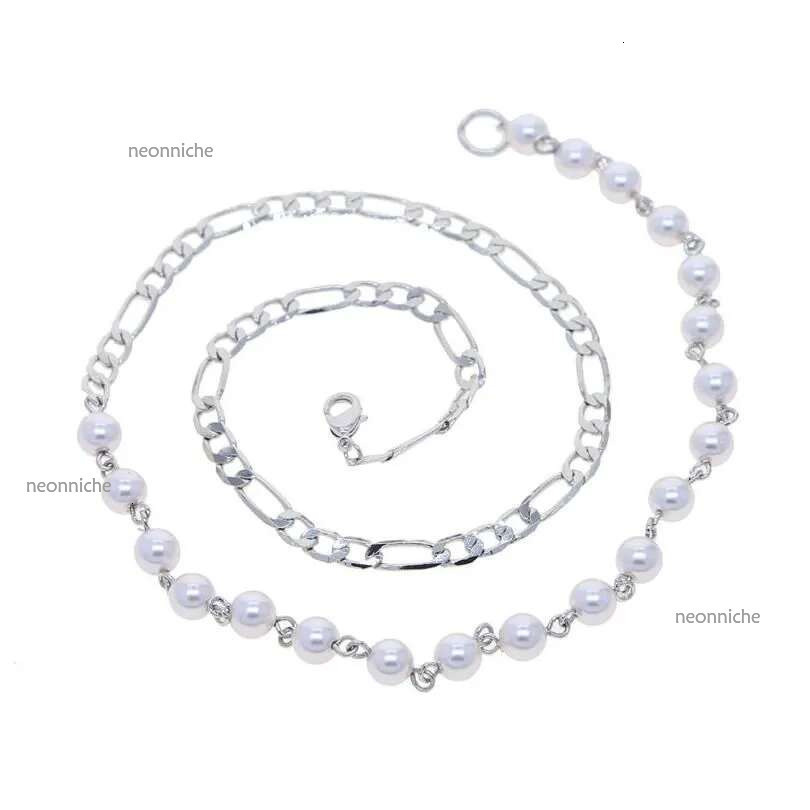 Other Jewelry Sets Classic Half Pearl Cuban Chain Beaded Necklace Bracelet Women Lady Girl New Fashion Iced Out Zirconia Hip Hop Best Ot6Wm