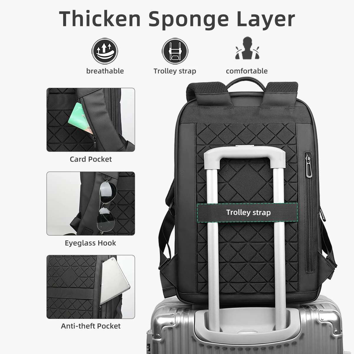 Heroic Knight Waterproof Business Men Big Capacity 15.6" Laptop Backpack Classic Simple Outdoor Sports Motor&Biker Pack