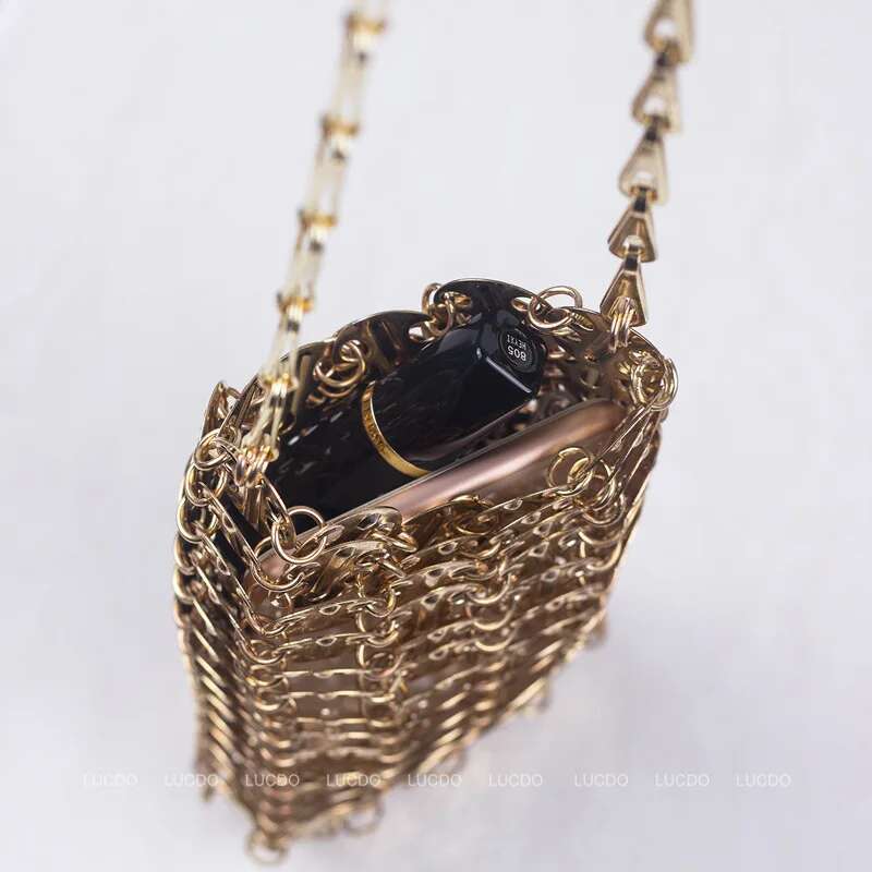 Metal Sequins Chain Woven Hollow Evening Women Bags Designer Handbag Clutch Female Travel Holiday Shoulder Bag