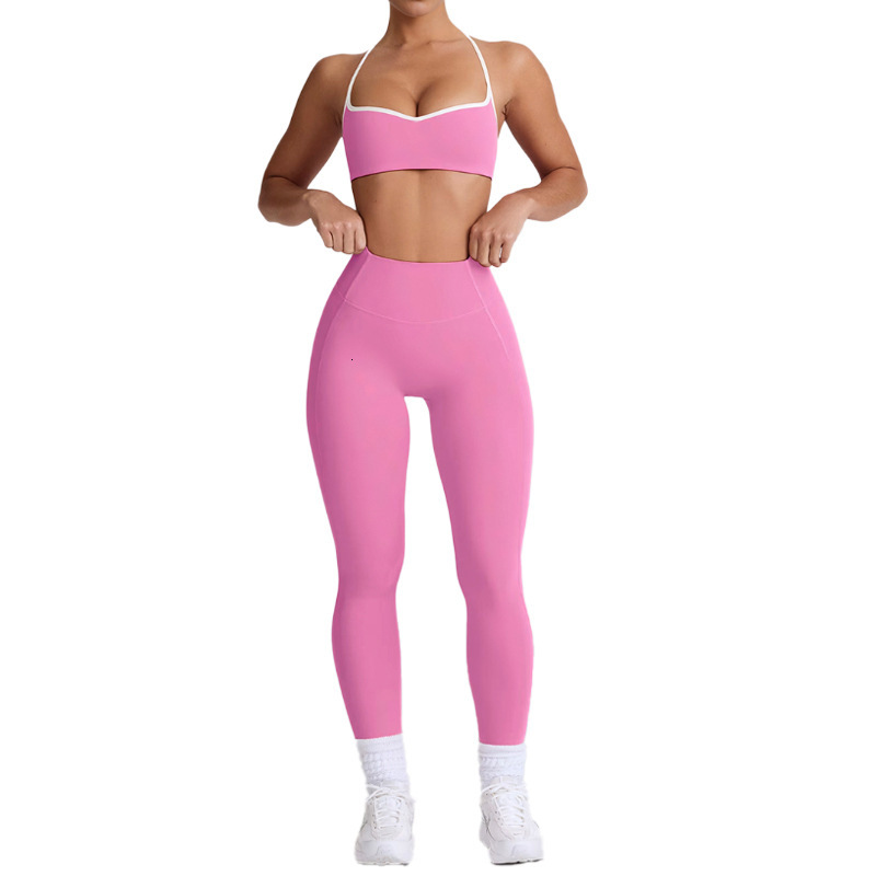 New Set With High Waist Hip Lifting Yoga Suit Women Slimming And Tight Fitting Suspender Beautiful Back Sports Bra For Women Shoulder Bags