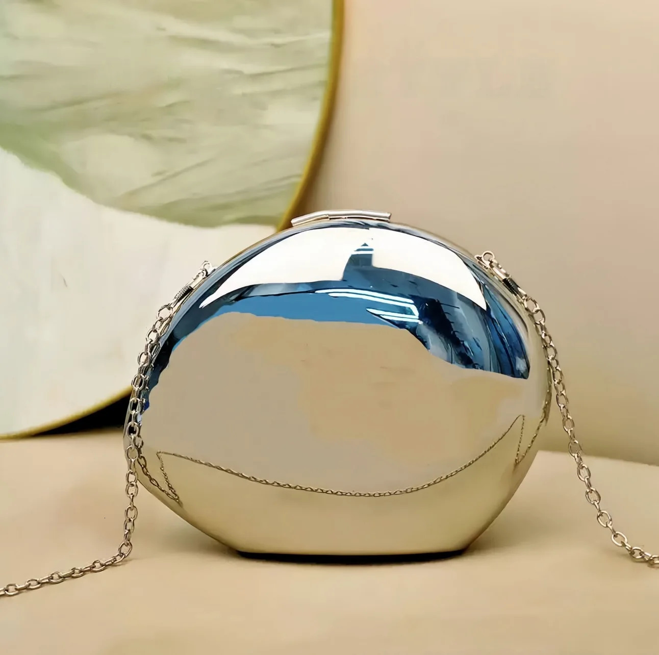 er Acrylic Shell Shape Clutch Bag Gold Silver Women Evening Party Bag Cute Shiny Metal Shoulder Crossbody Bags 250407