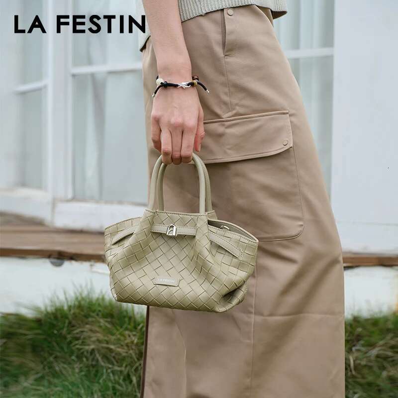 LA FESTIN Original Women's Bag 2025 New Weave Handbag Fashion Shoulder Crossbody Bags Designer Ladies Leather Bag