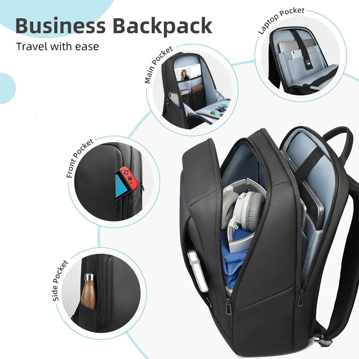 Heroic Knight Waterproof Business Men Big Capacity 15.6" Laptop Backpack Classic Simple Outdoor Sports Motor&Biker Pack