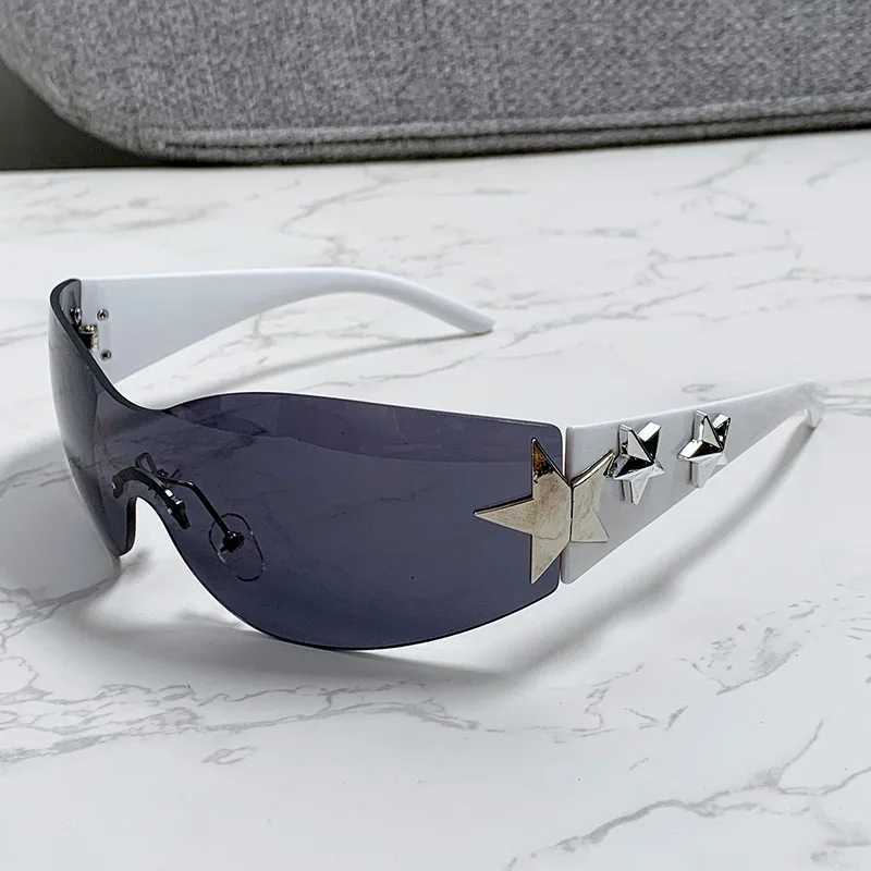 New Womens Fashion Y2K Sunglasses Star Decorative Large Frame Sun Glasses Outdoor Sports Cycling Eyewear UV400 Gafas De SolC250411