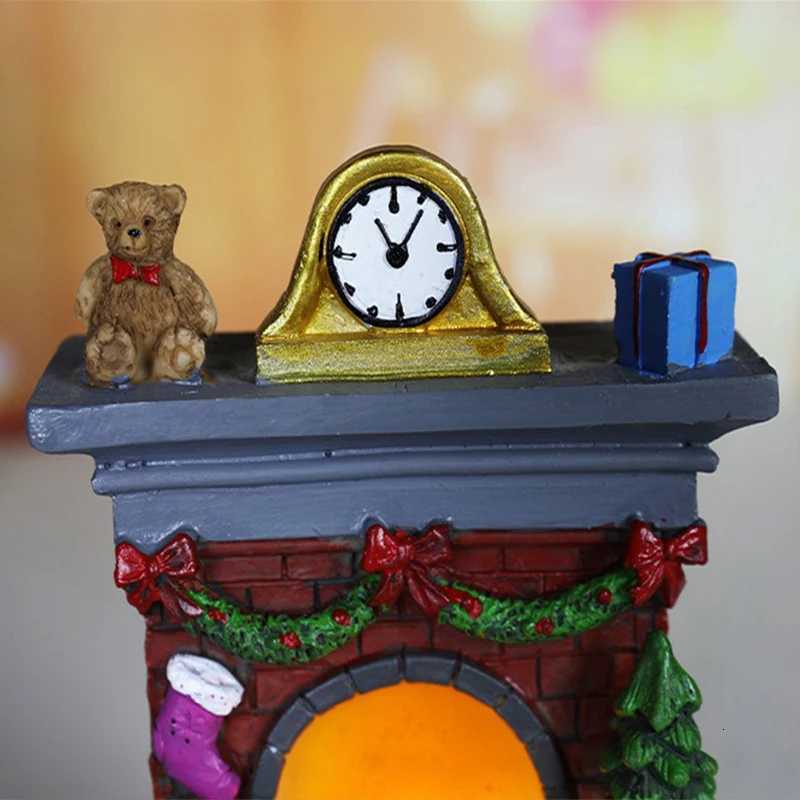 Christmas Glowing Ornaments Santa Claus Snowman Fireplace Resin LED Night Light Christmas Decoration Holiday Kids Toys Gift W251107