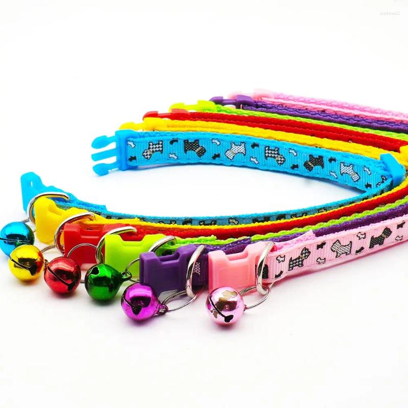 Update Pet Supplies Personalized Cartoon Print Adjustable Dog Collar With Bell Accessories Plastic Square Clasp Traction