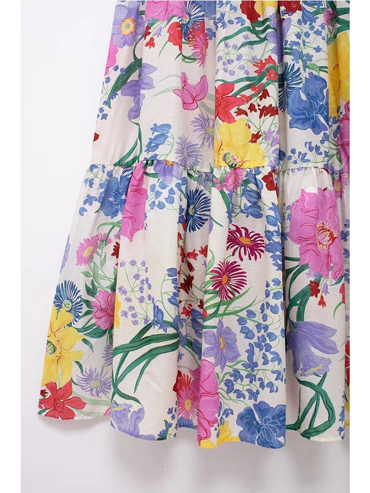 TFMLN Summer Holiday spaghetti strap dress womens fashionable floral print beach vacation Midi Vestitos Camisol 250313