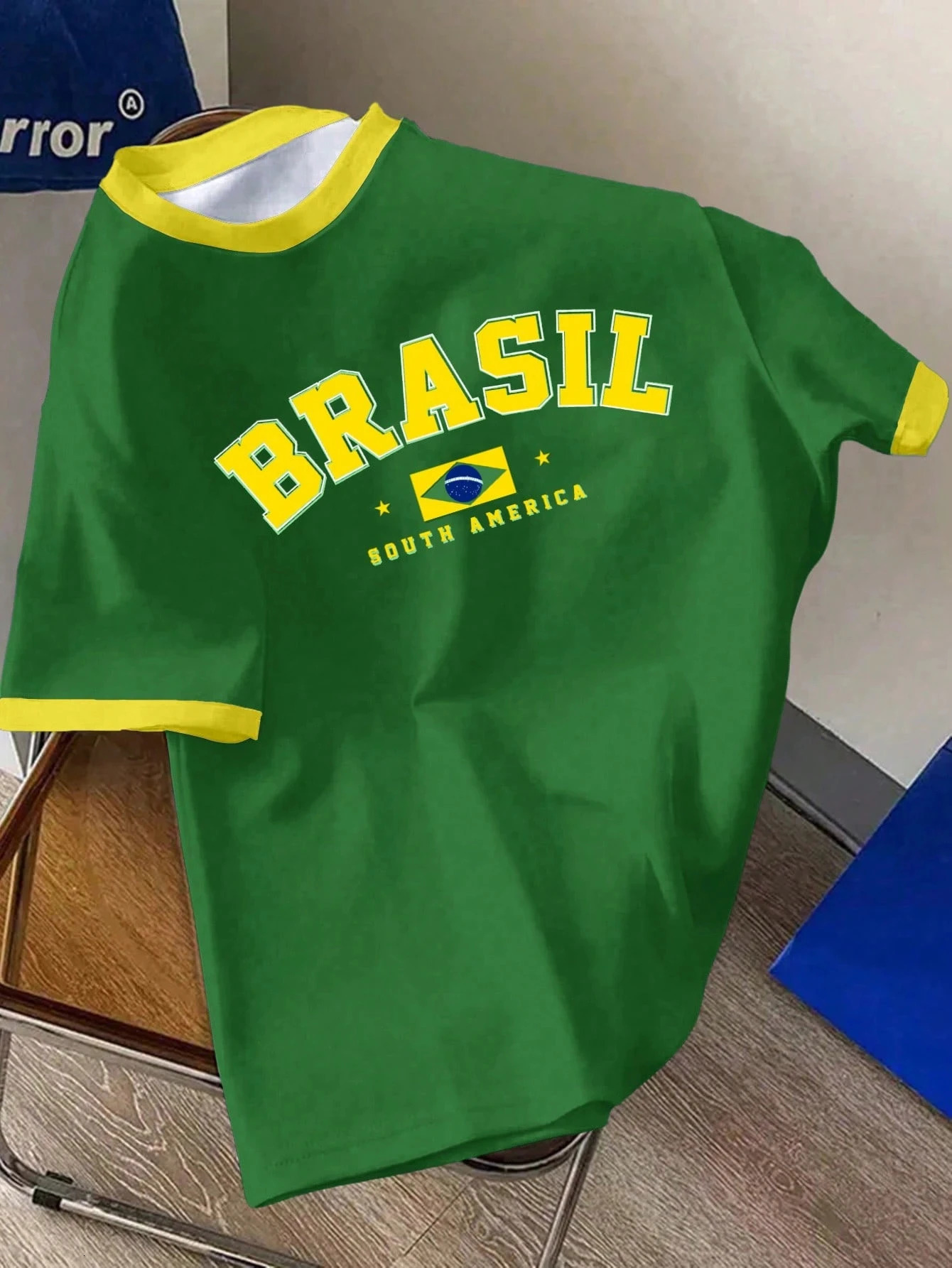 Casual Minimalist Brazilian Graphic Comparison Decoration Round Neck Short Sleeve Loose Oversized Tshirt Womens Summer Top 250407