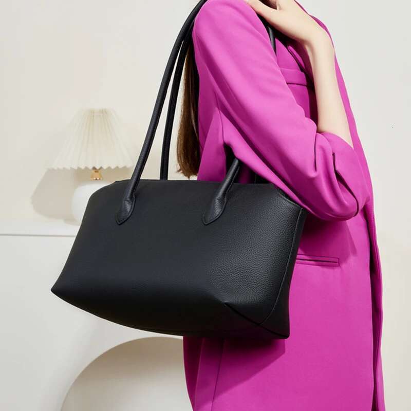 Toptrends Cowhide Genuine Leather Large Underarm Shoulder Bags For Women 2025 Designer Shopper Tote Work Ladies Handbags
