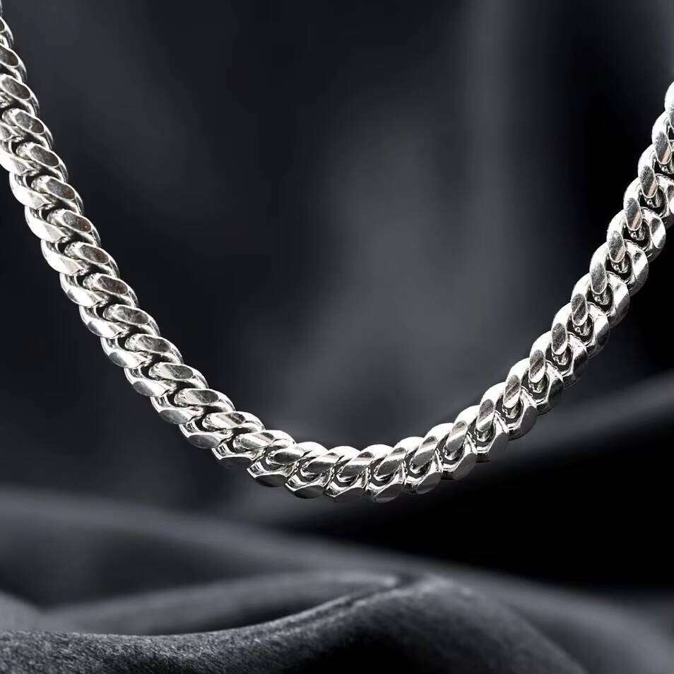 Custom Jewelry Set 925 Silver Silicon Stone Diamond Flip Clasp 12mm Miami Cuban Chain Necklace Bracelet