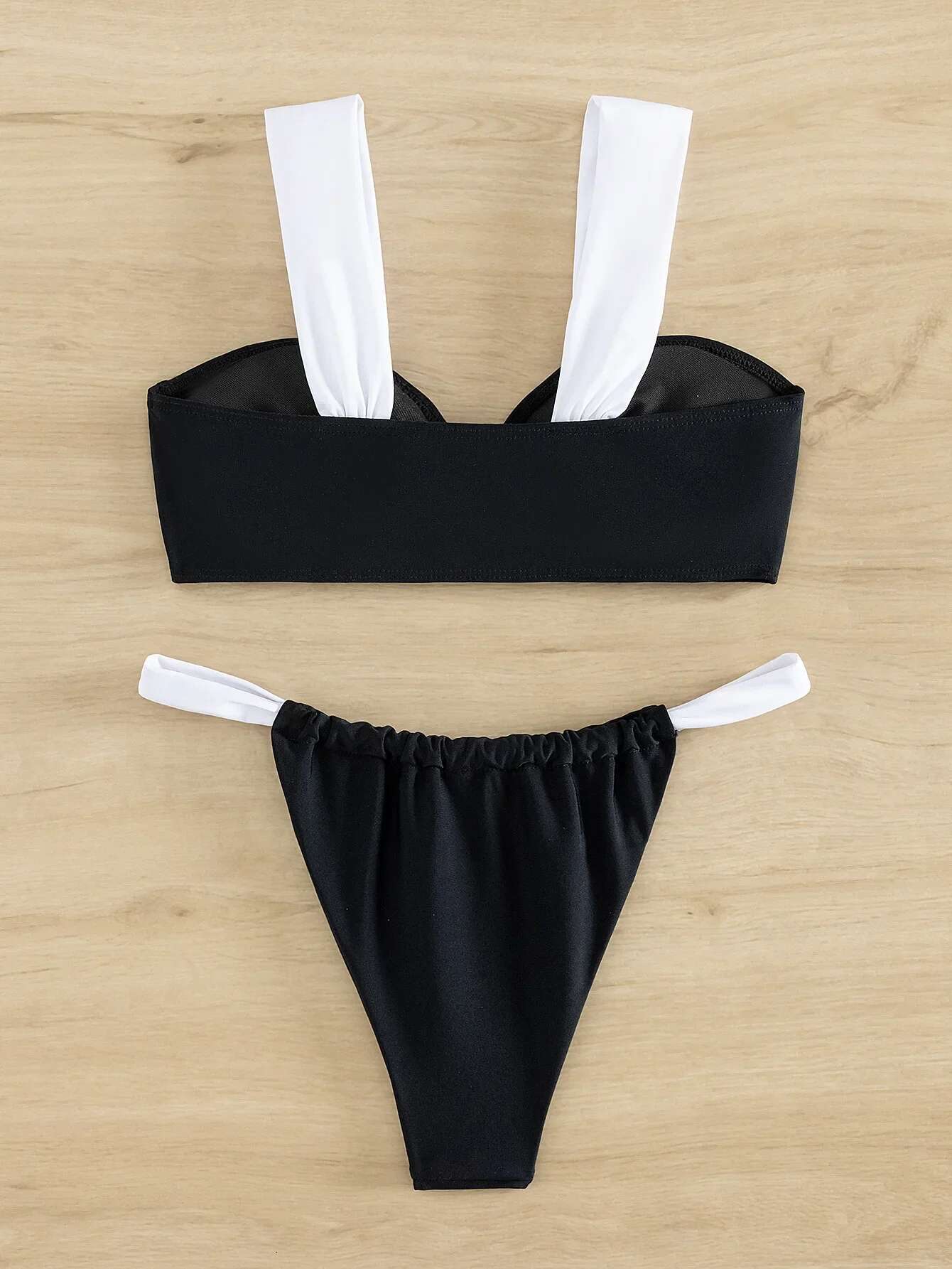 Dongdumaoyi Sexy Micro Bikini Women Black White Patchwork Front Bow Push Up Thong Swimsuit Beach Bathing Suit Holiday Swimwear Biquini