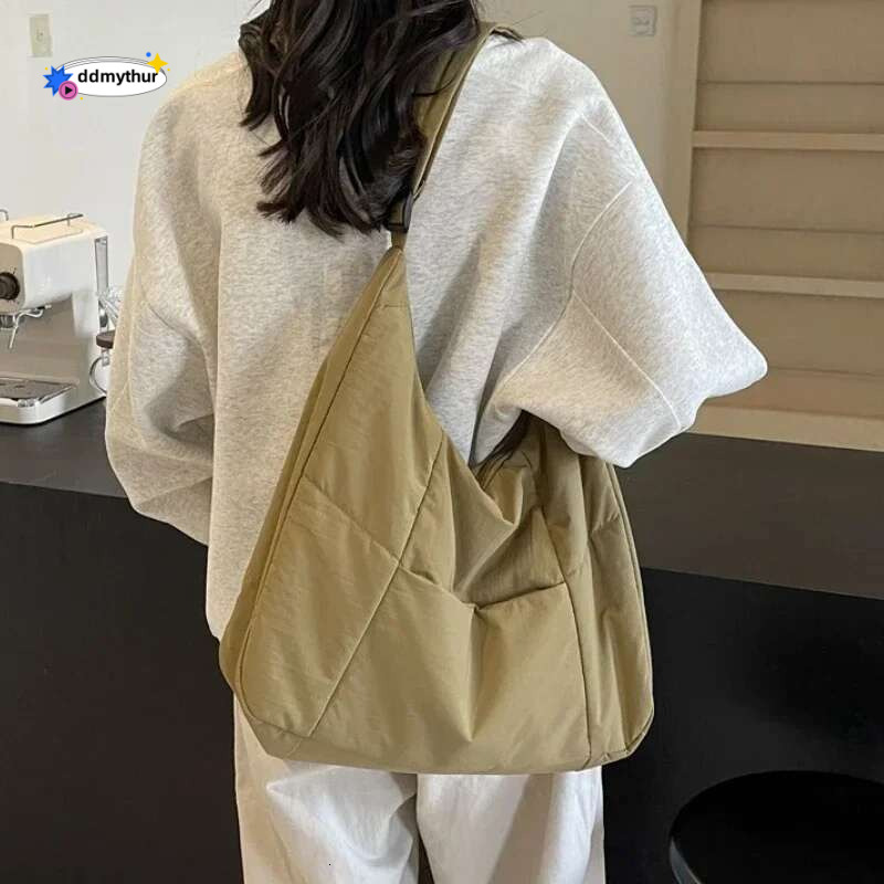 Trendy Women's Soft Cloth Shoulder Bag Solid Color Student 2025 Spring Y2k Casual Style Big Handbags Crossbody Bags for Women ddmythur