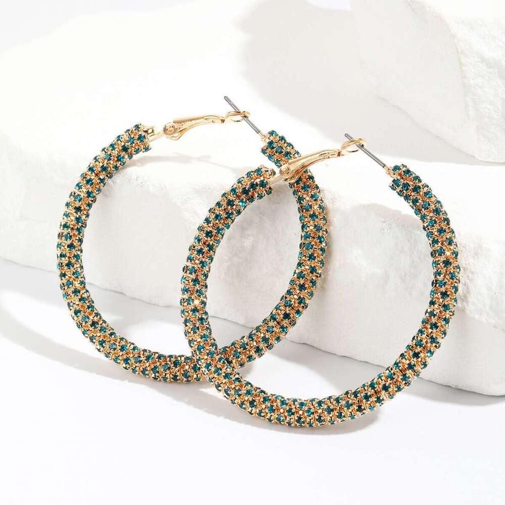5.5cm Starry Sky Dia Copper Claw Chain Welding C-shaped HOOP EARRING Earrings