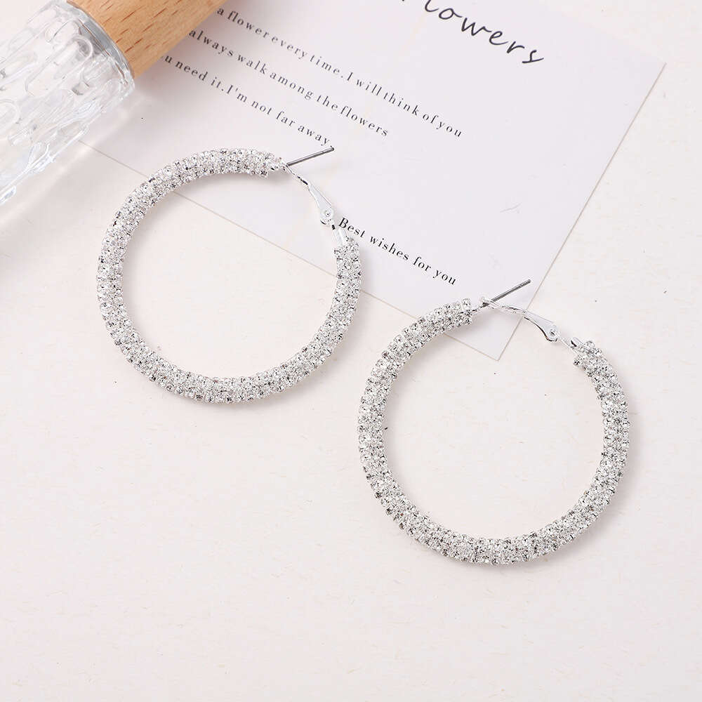 Large circle with hot high-end feel, full dia fashion temperament, circular ring earrings, pendants, earrings