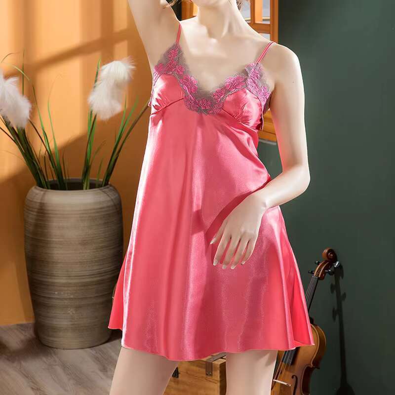 Manufacture High Quality Adult Lace Satin Dress Hot Romantic Sexy Women Sleepwear Pamas Set