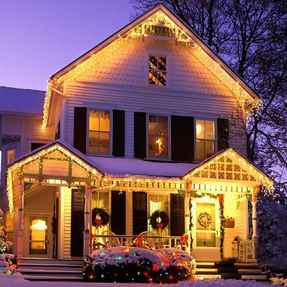 5M Curtain LED Icicle String Lights 110V 220V Christmas Garland Droop Light Wedding Garden Street Outdoor Decorative Lighting W251107