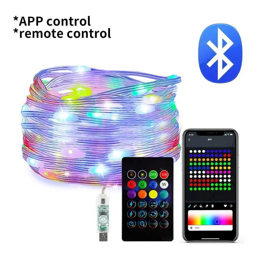 5M 10M USB LED String Light Smart Bluetooth RGB Colorful Fairy Lights for Home Holiday Christmas Tree Wedding Decor Lighting W251107