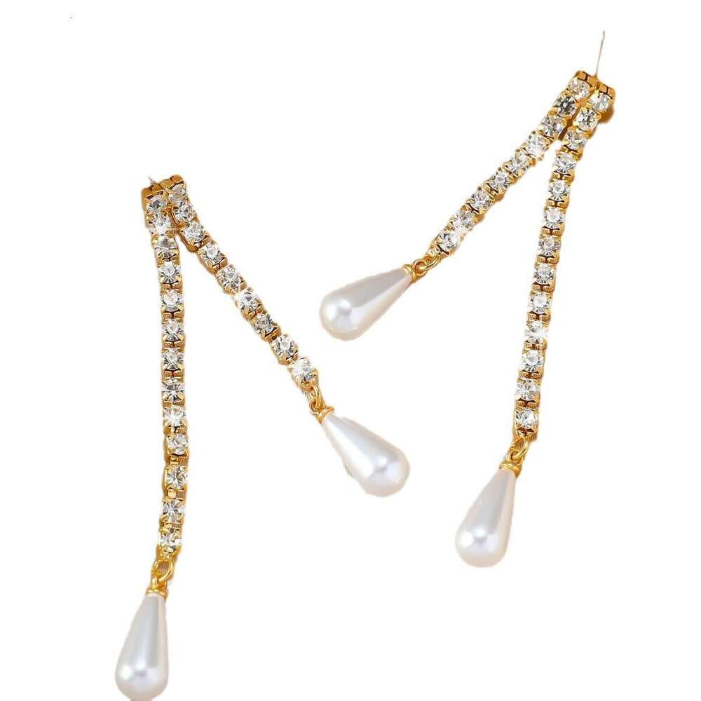 Heart of the Ocean Long Tassel Pearl Water Dia Fairy Style hot Versatile High End Earrings