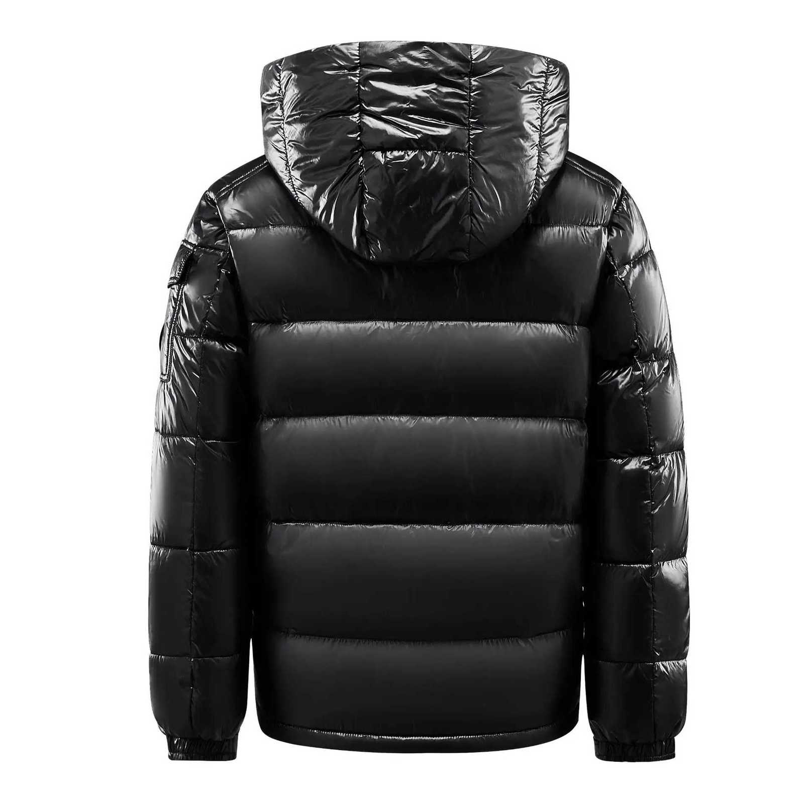 Black Shiny Padded Jacket Unisex Couple Plus Size Hooded Fleece Thickened Coat Winter StreetwearT251107