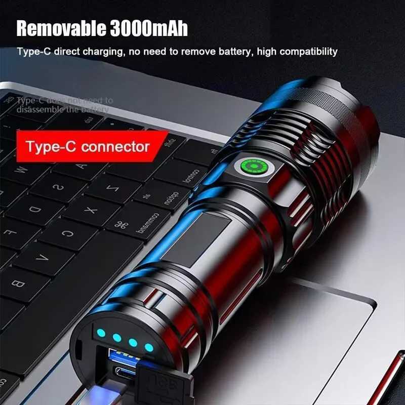 Handheld Flashlight Rechargeable LED Tactical Flashlight with 3 Modes Waterproof for Camping Hiking Outdoor Biking EmergencyW251106