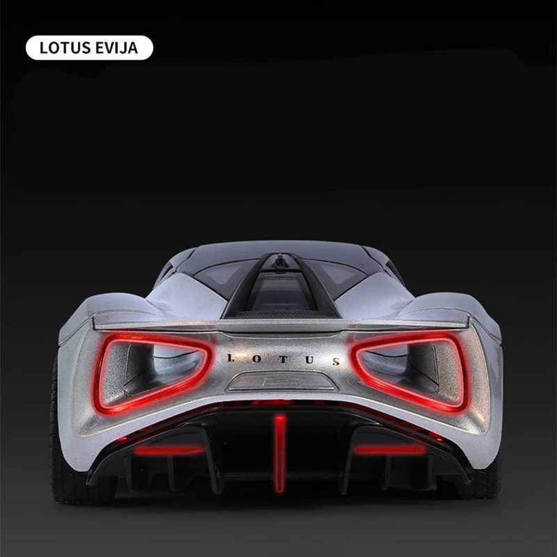 1 24 Lotus EVIJA Alloy Sports Car Model Diecasts Metal Racing Super Car Model Simulates Sound and Light Childrens Toy GiftsXJ250407