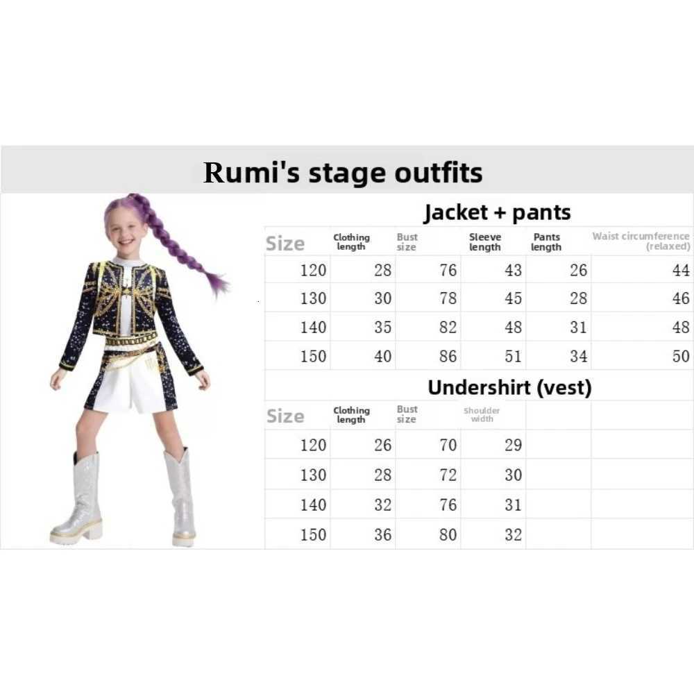 Girls Kids K-Pop Demon Hunters Rumi Mira Cosplay Costume Set Fancy Dress Idol Movie Cosplay Children Halloween Carniva Suit W251107