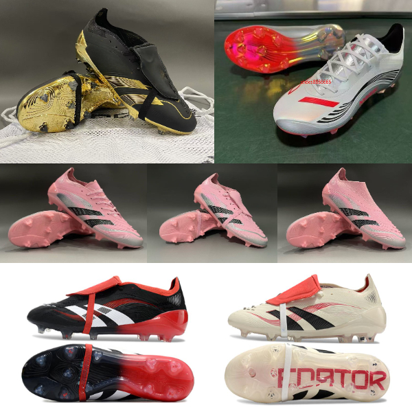 QC Send With Bag Quality Football Boots Tongue Fold Laceless Laces FG Mens Soccer Cleats Comfortable Training Leather Football Shoes kids