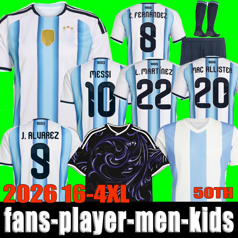 3XL 4XL 2026 2027 Argentina soccer Jerseys Fan playe MAC ALLISTER 26 27 ENZO ALVAREZ DI MARIA MESSIS Signed kids kit Men football shirt MARADONA MARTINEZ DYBALA DE PAUL