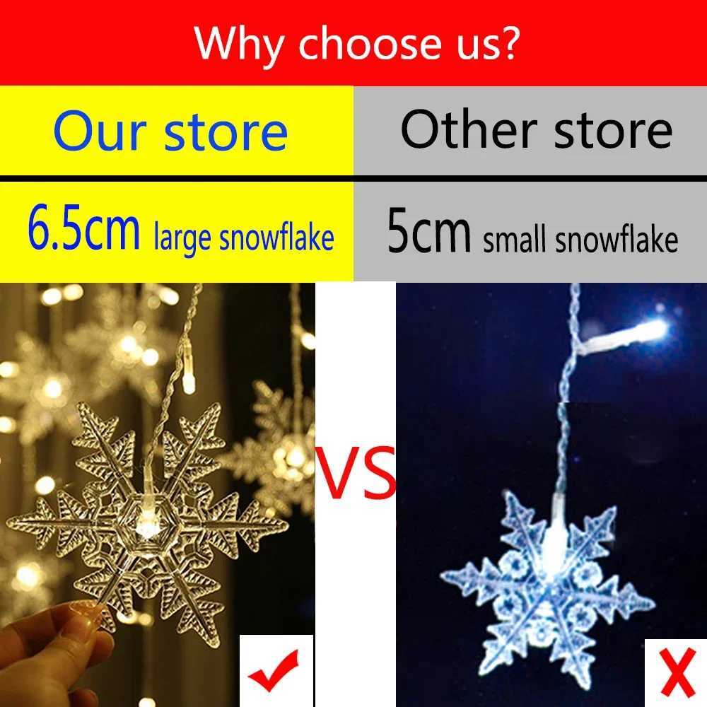 35M Christmas Snowflake LED String Lights Flashing Fairy Curtain Garland Lights Fancy Holiday Party New Year Decoration W251107