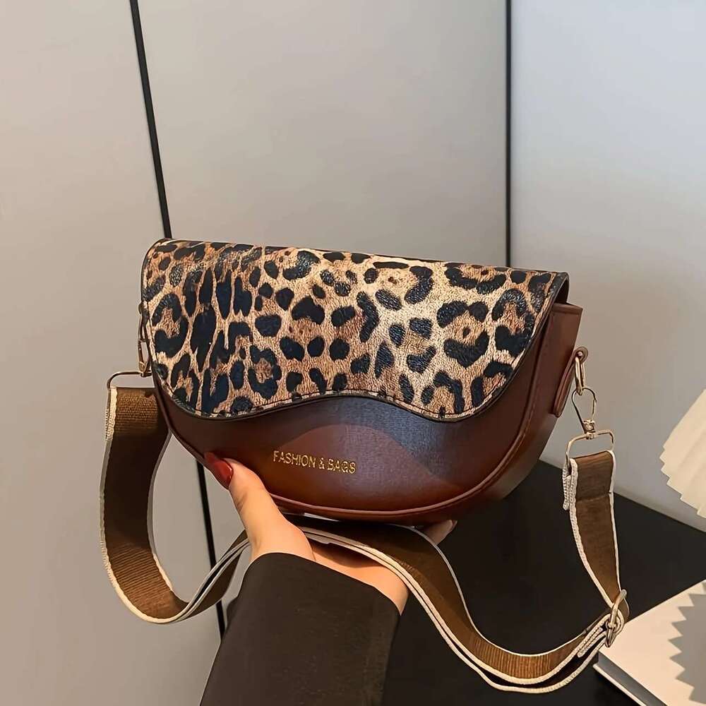 Leopard Style Vintage Small Crossbody Bag, Synthetic Leather Perfect for Outdoor Streetwear and Holiday Gifts Bag,