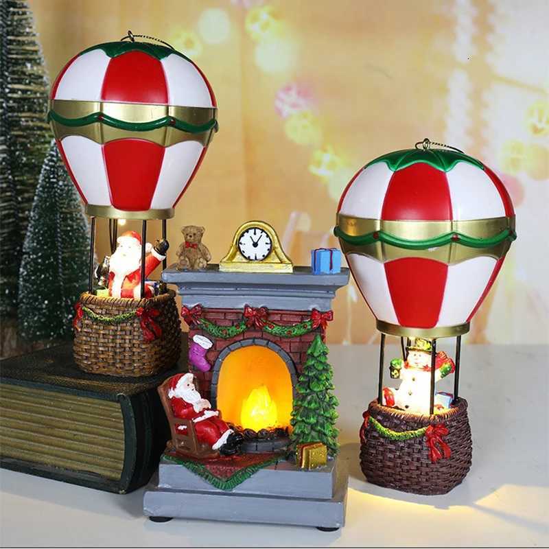 Christmas Glowing Ornaments Santa Claus Snowman Fireplace Resin LED Night Light Christmas Decoration Holiday Kids Toys Gift W251107