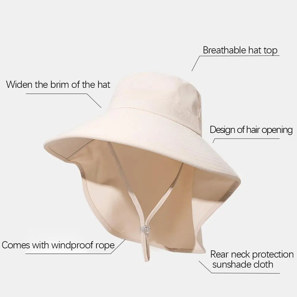 Summer hat outdoor UV neck sunscreen cover suitable for women fishing hiking wide Brim Shawl sun proof tail 250326