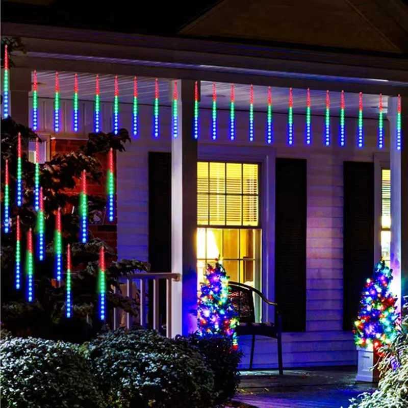 8 Tubes Meteor Rain LED Lights Christmas Street String Light Battery Power Outdoor Garden Wedding Eave Decoration Holiday Lamp W251107