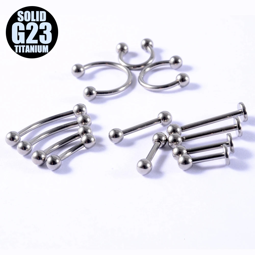 30PCS G23 Solid Labret Lip Ring Ear Tragus Cartilage Ring Horseshoe Barbell Eyebrow Ring Piercing Jewelry 250403